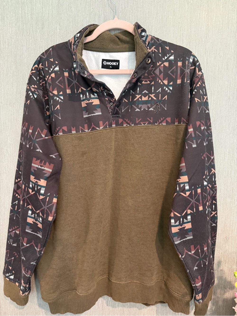 Hooey Men's Olive & Patterned Pullover Hoodie